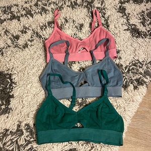 Three keyhole bralettes by richer poorer with adjustable straps